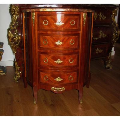 Commode Half Moon In Louis XVI Style Marquetry