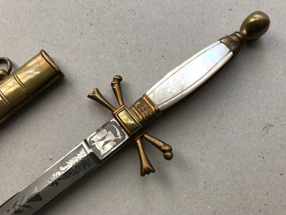 Masonic Dagger With Mother Of Pearl Handle-photo-1