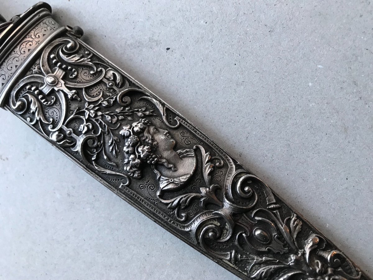 Romantic Dagger In Silvered Metal-photo-4
