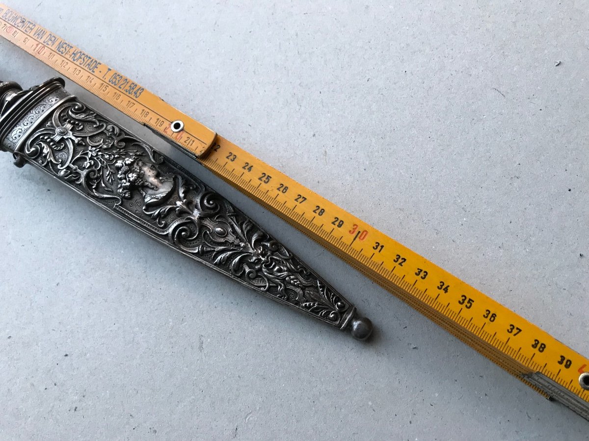 Romantic Dagger In Silvered Metal-photo-4