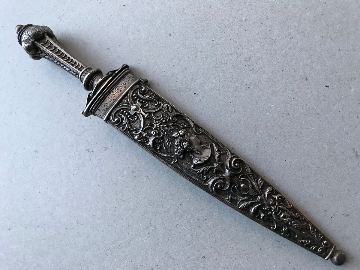 Romantic Dagger In Silvered Metal