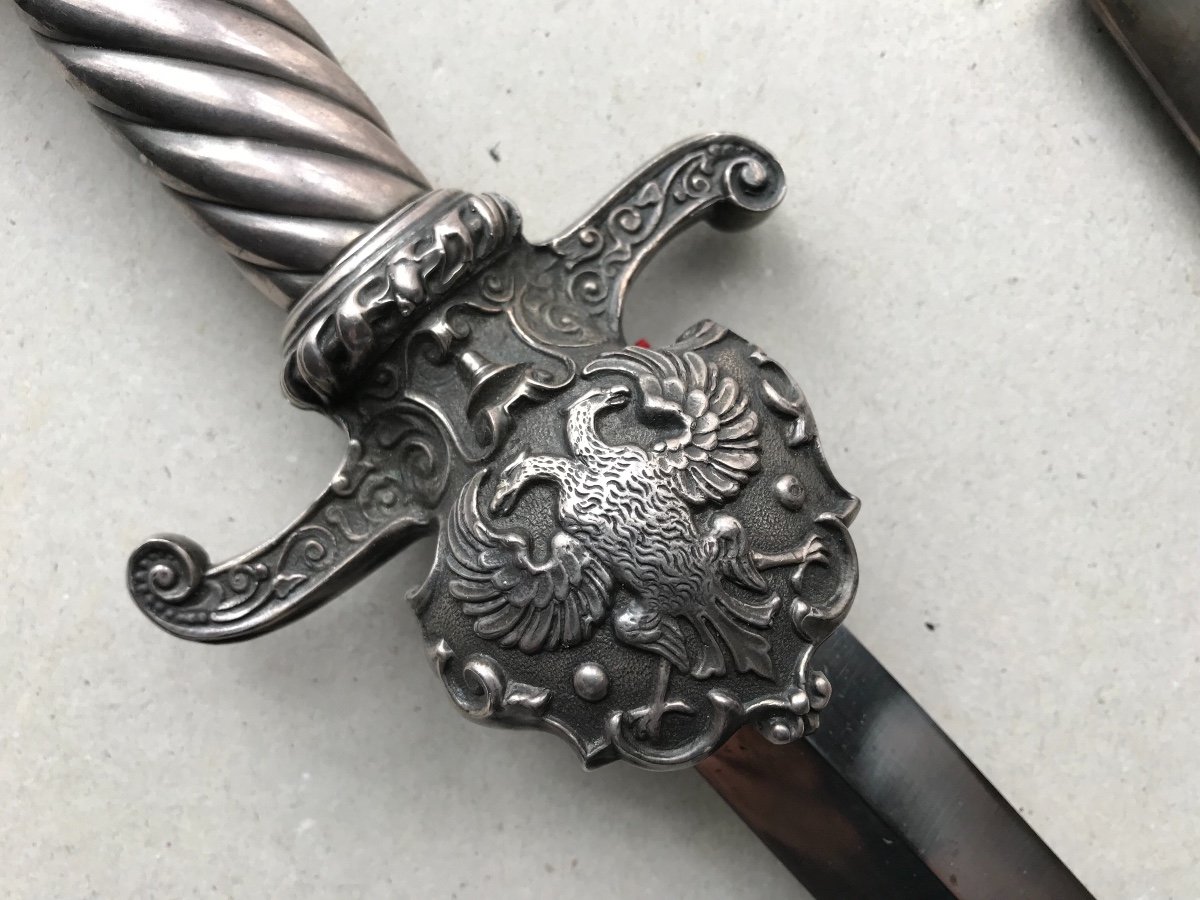 Large Hunting Dagger With Double Eagle Head-photo-3
