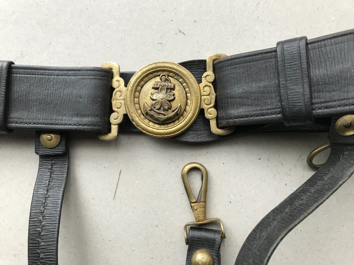 Ceinturon Avec Bélieres Pour Sabre Officier Marine Japonaise-photo-2