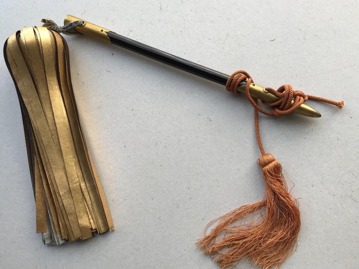 Large Samurai Saihai In Gold And Silver Slats-photo-2