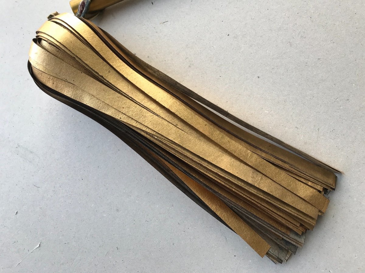 Large Samurai Saihai In Gold And Silver Slats-photo-3