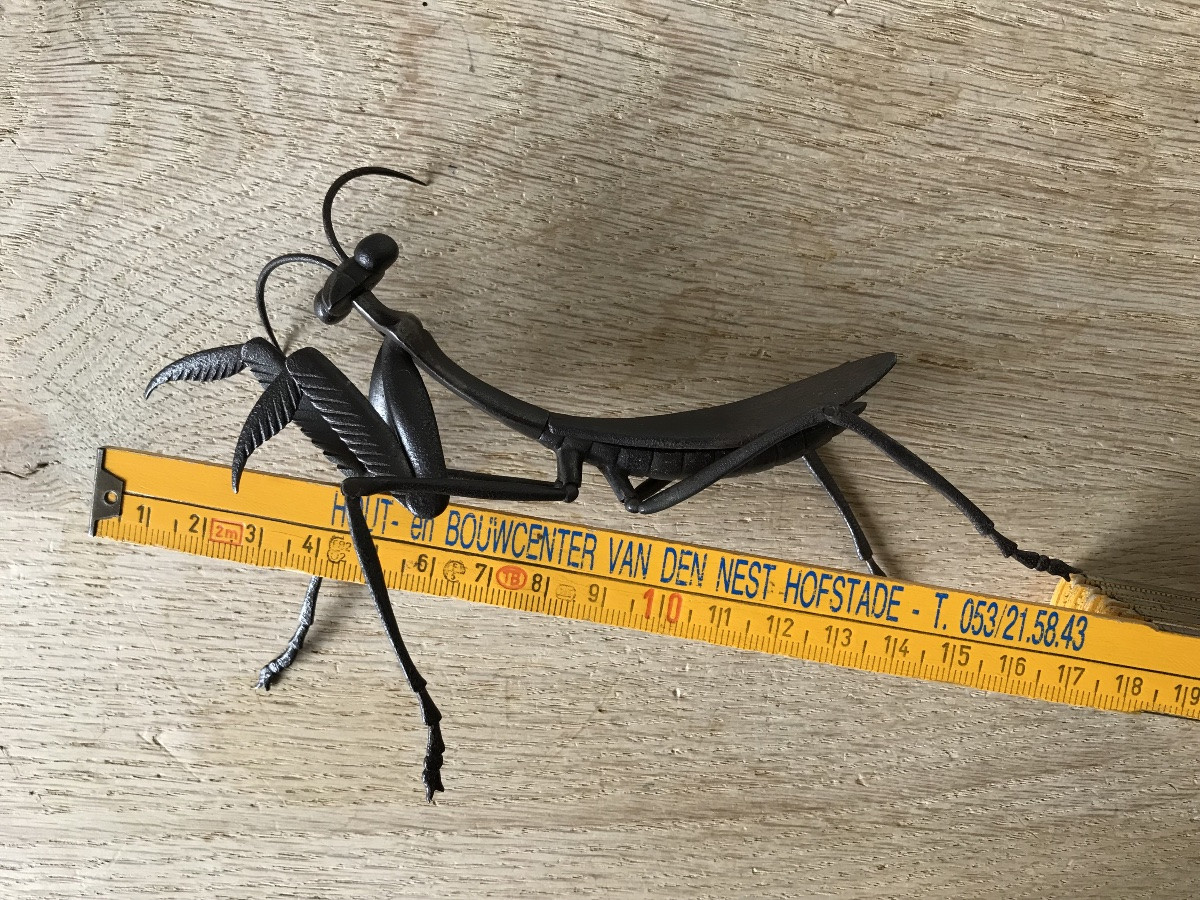 Wrought Iron Praying Mantis Jizai Okimono-photo-8