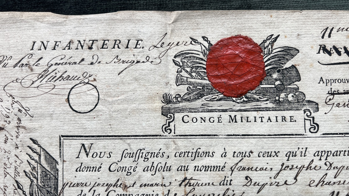lettre de Congé militaire de 1793  Infanterie légère-photo-3