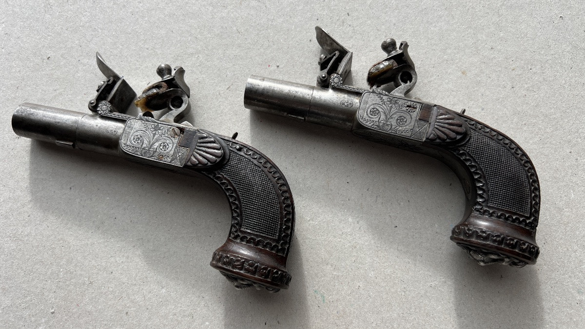 paire de pistolets a silex empire-photo-2