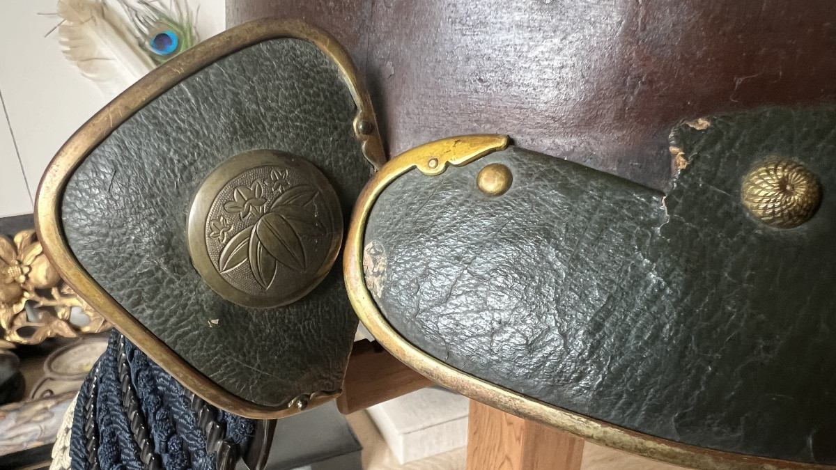 casque samurai zunari en fer patiné-photo-5