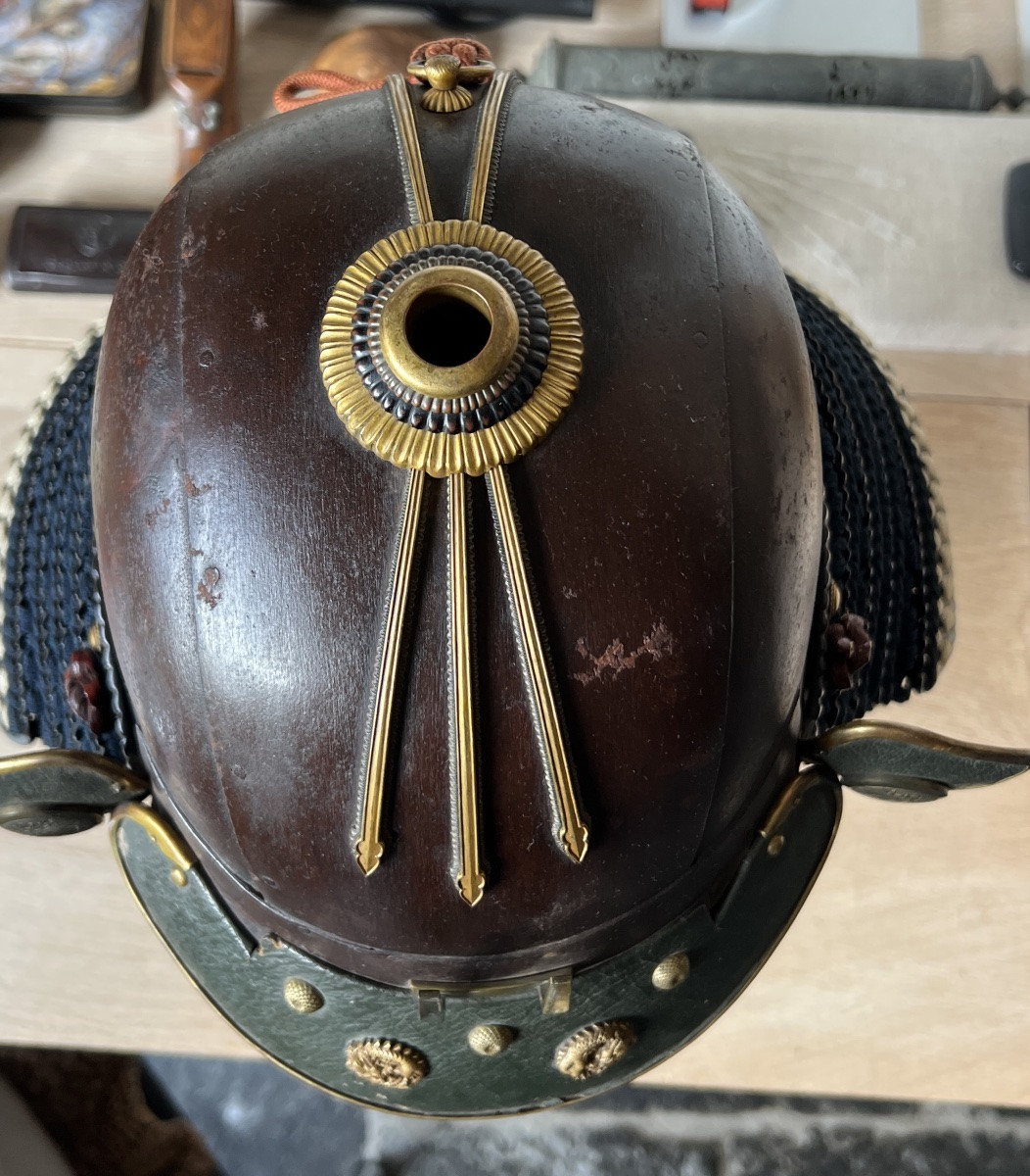 casque samurai zunari en fer patiné-photo-7
