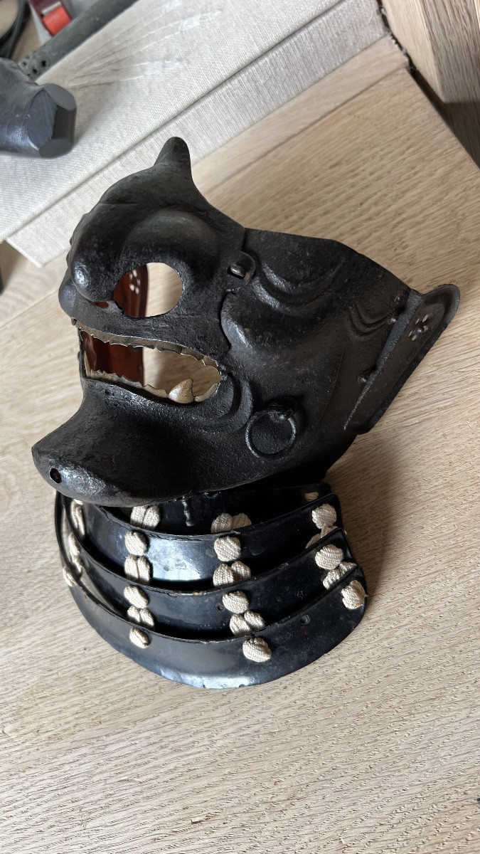 Menpo Samurai Mask Of Ressei Type With Devil's Teeth-photo-2