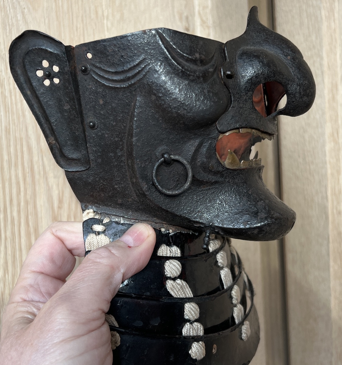 Menpo Samurai Mask Of Ressei Type With Devil's Teeth-photo-2