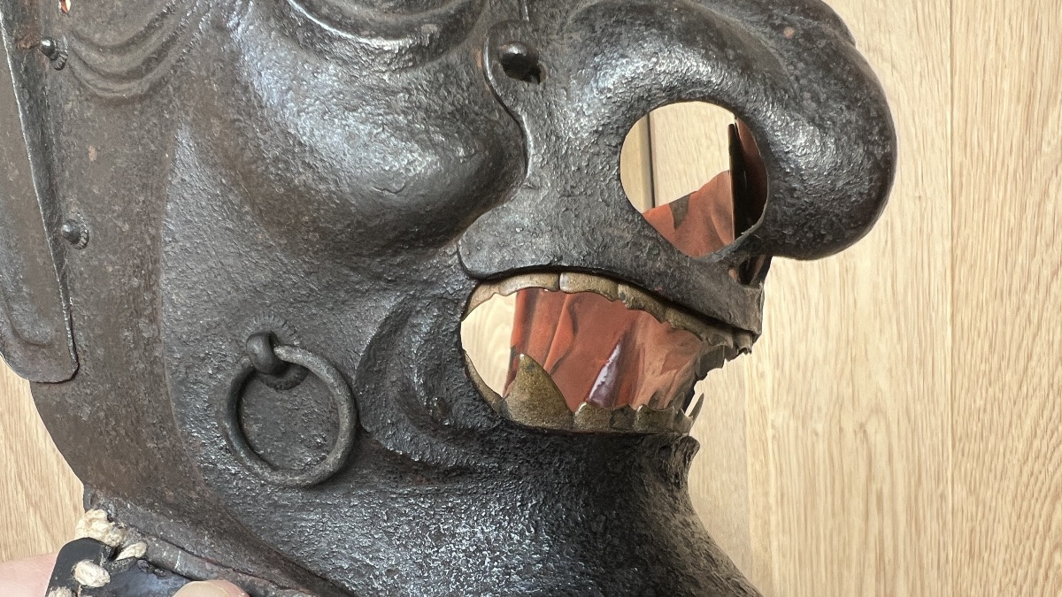 Menpo Samurai Mask Of Ressei Type With Devil's Teeth-photo-3