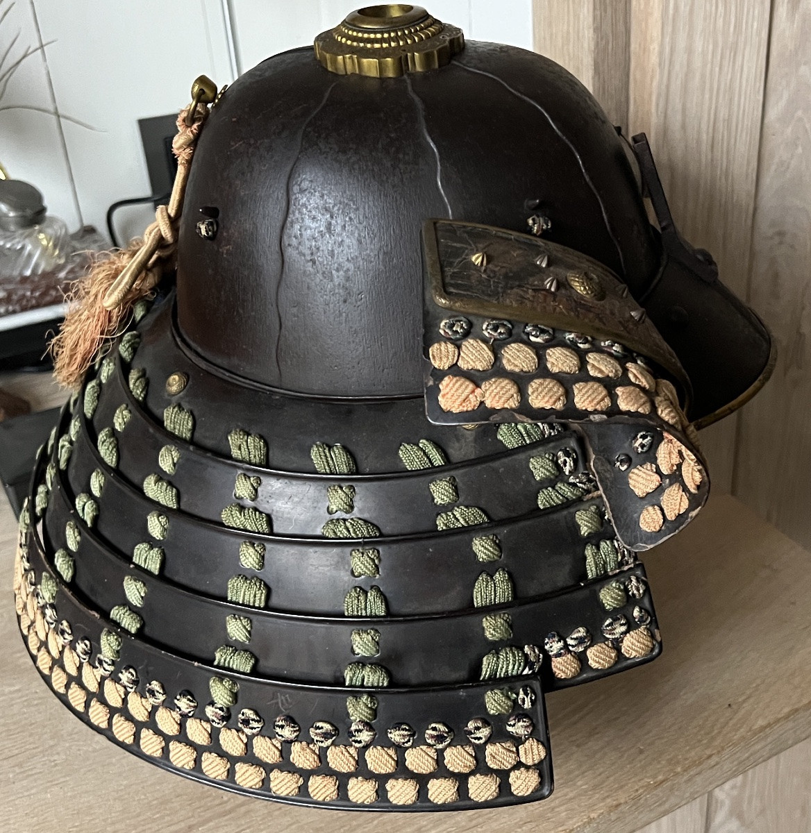 casque de samurai en fer patiné-photo-4