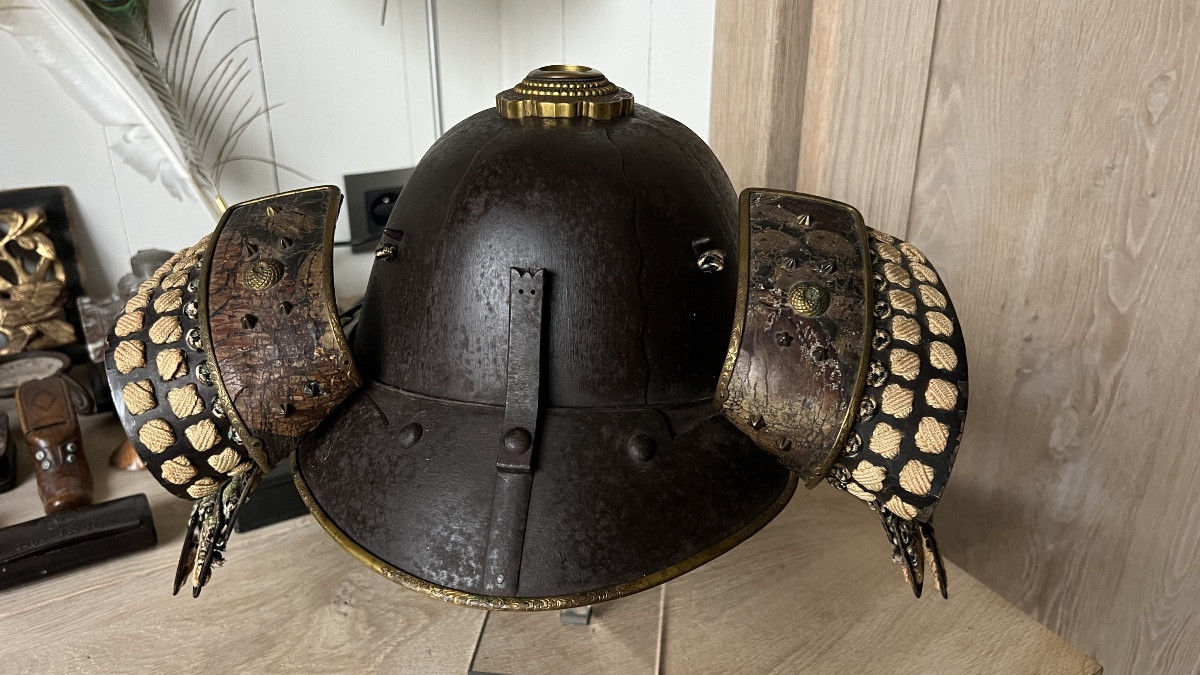 casque de samurai en fer patiné-photo-2