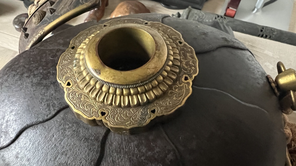 casque de samurai en fer patiné-photo-2