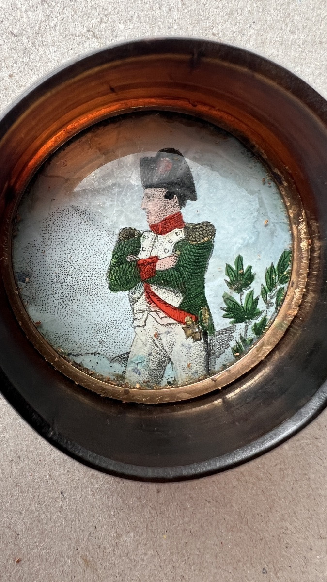 Pressed Horn Snuff Box  Royaliste And Napoleon In Secret Inside-photo-2