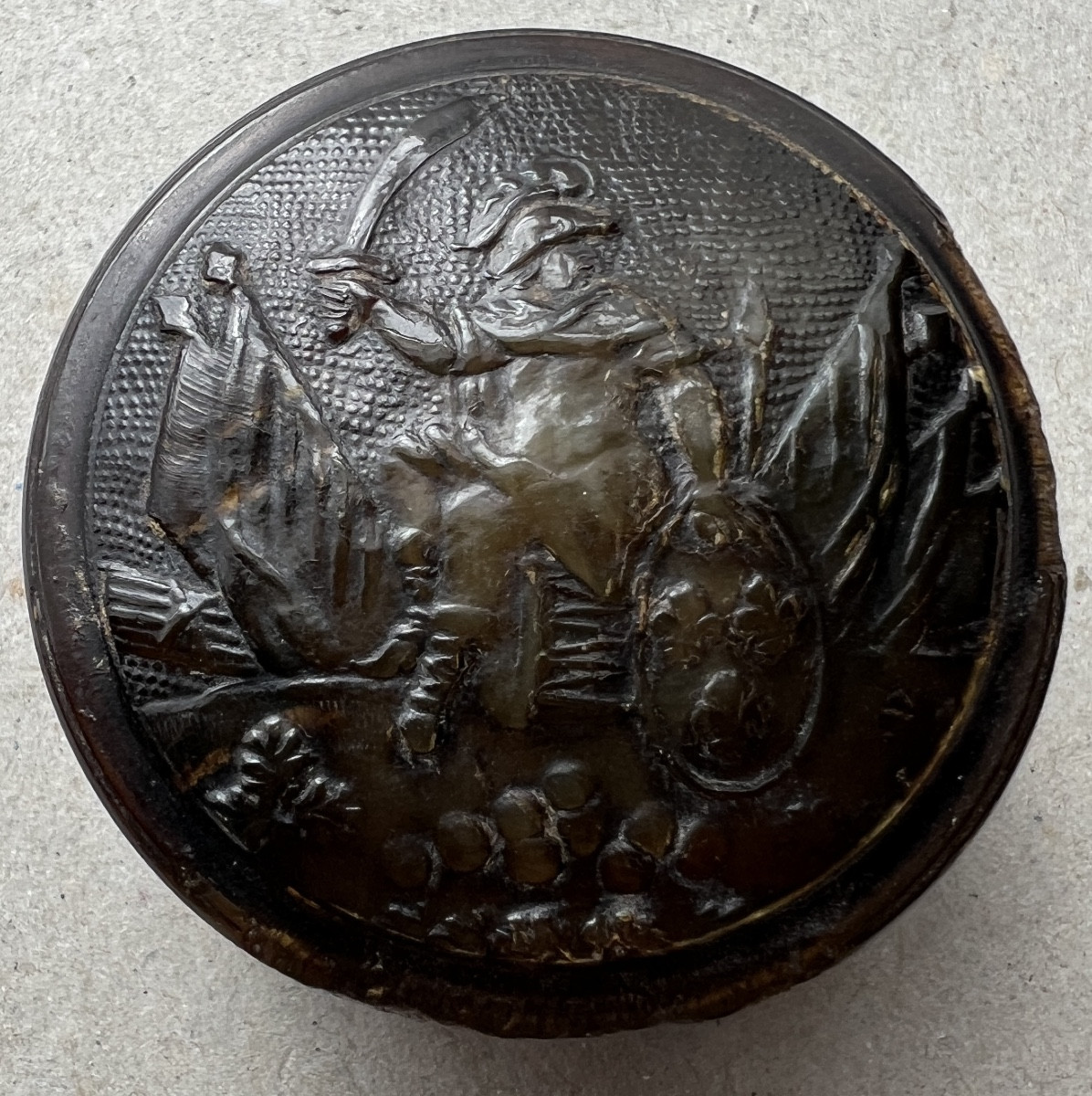 Pressed Horn Snuff Box  Royaliste And Napoleon In Secret Inside