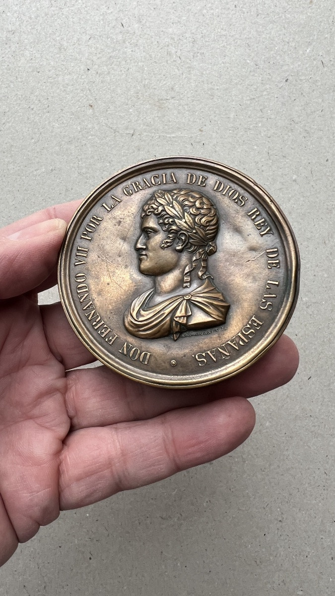 Spanish Copper Snuff Box Commemorating Ferdinand Ii, King Of Spain-photo-2