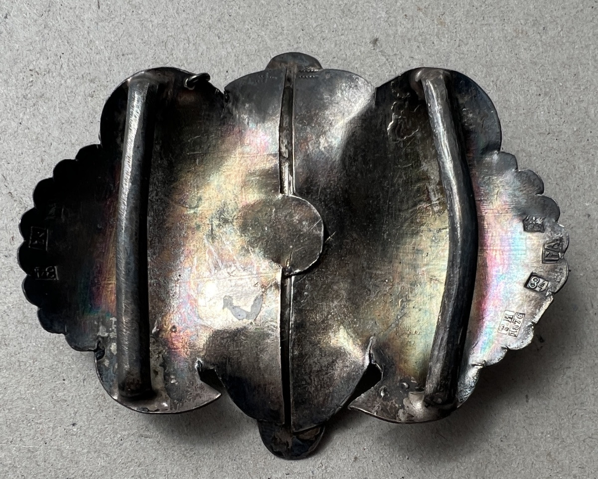 boucle de ceinturon caucasien en argent niellé-photo-3