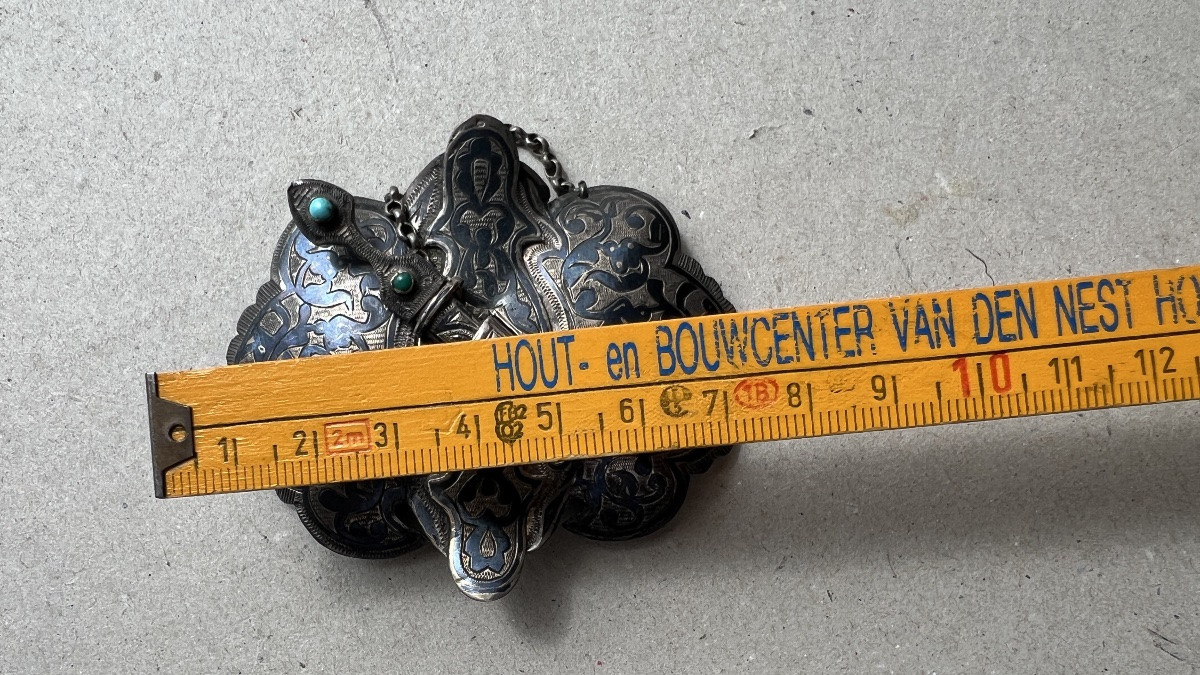 boucle de ceinturon caucasien en argent niellé-photo-2
