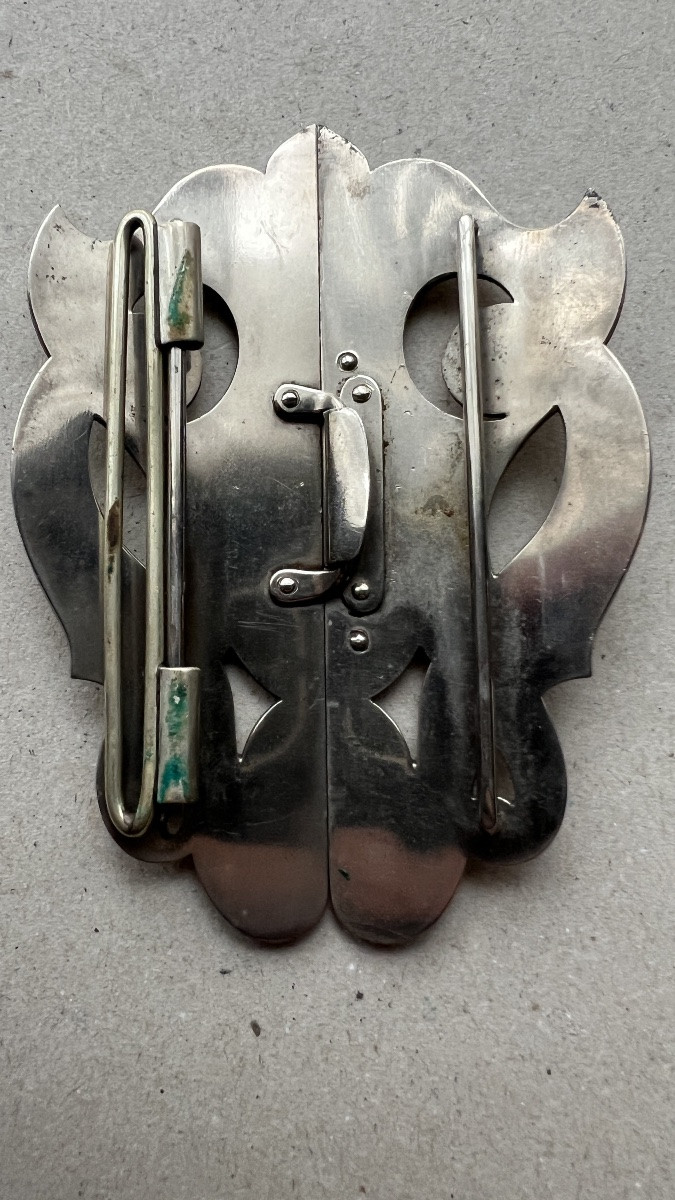 Large Belt Buckle In Damascened Iron-photo-3