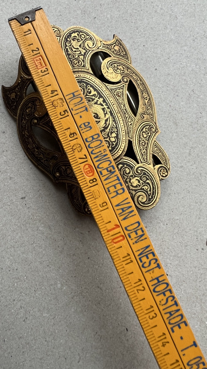 Large Belt Buckle In Damascened Iron-photo-1