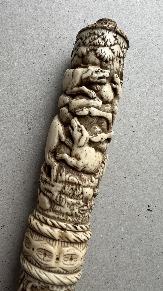 sceptre de chasse allemand sculpté en corne de cerf polie-photo-2