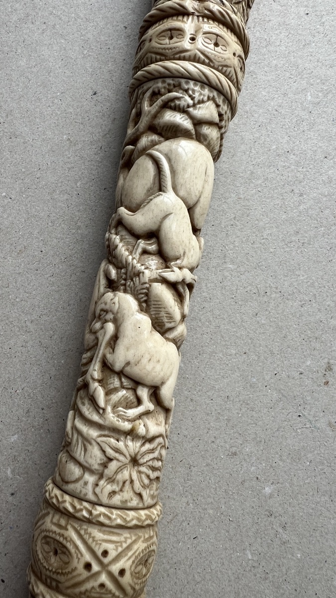 sceptre de chasse allemand sculpté en corne de cerf polie-photo-3