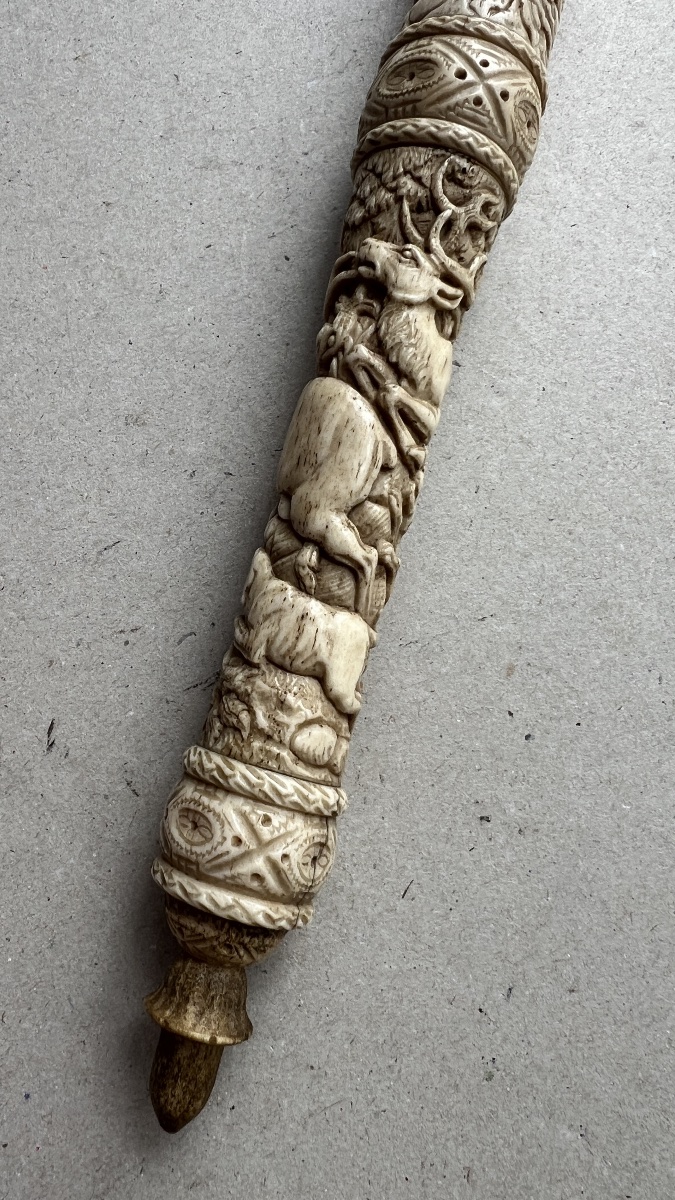 sceptre de chasse allemand sculpté en corne de cerf polie-photo-4