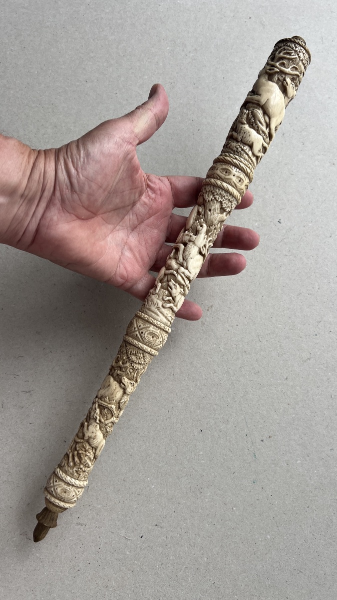 sceptre de chasse allemand sculpté en corne de cerf polie-photo-4
