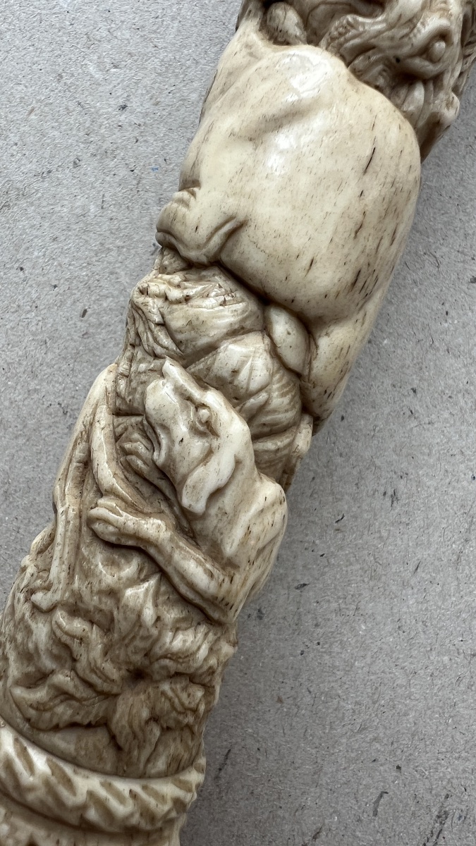 sceptre de chasse allemand sculpté en corne de cerf polie-photo-7