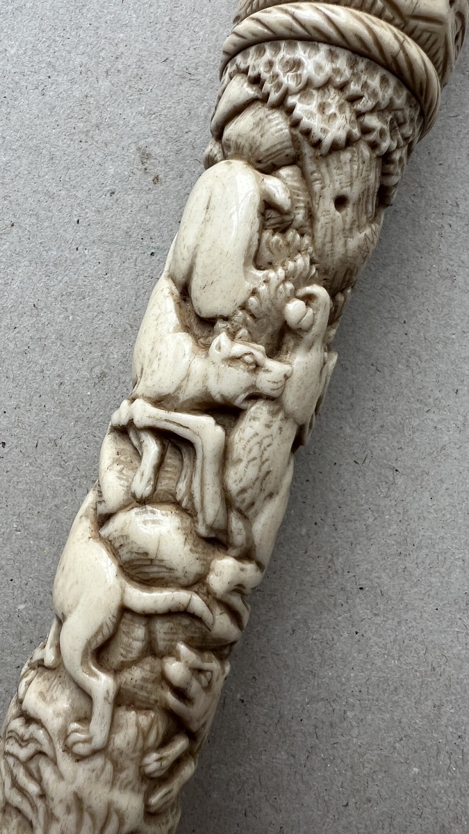 sceptre de chasse allemand sculpté en corne de cerf polie-photo-8