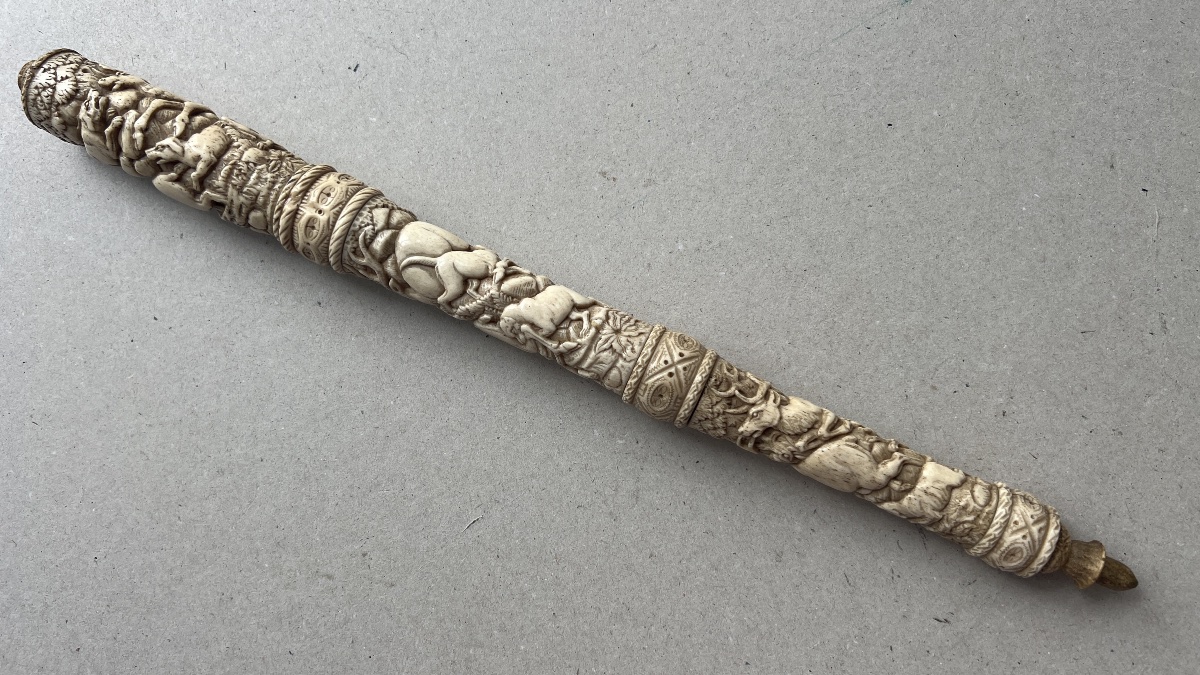 sceptre de chasse allemand sculpté en corne de cerf polie