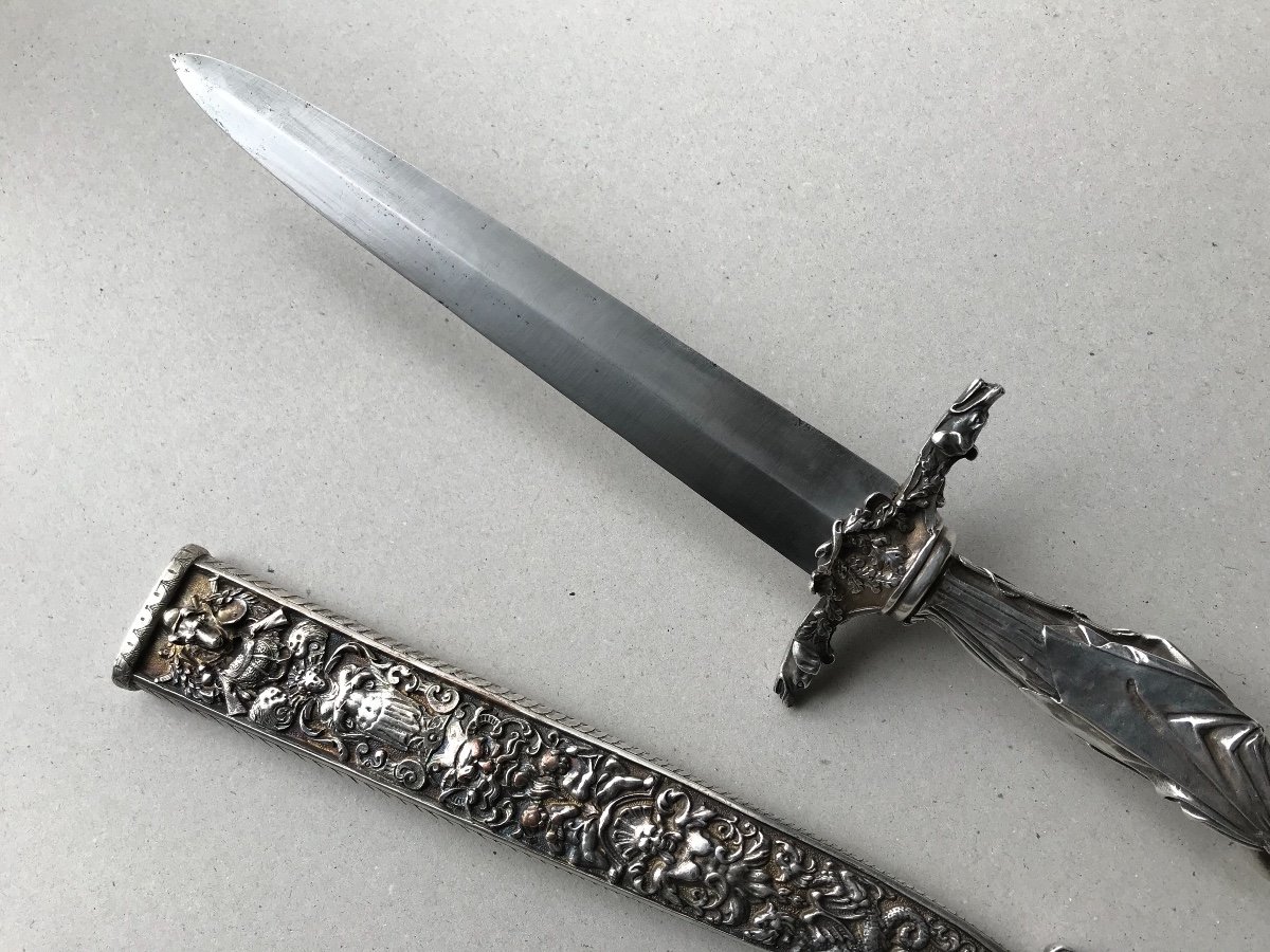 Grande Dague Romantique En Bronze Argenté-photo-5