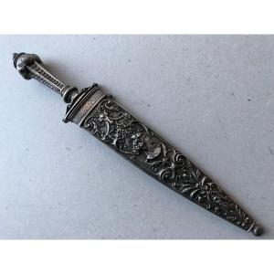 Romantic Dagger In Silvered Metal