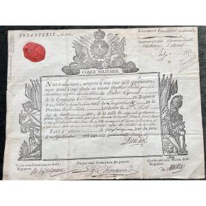 lettre de congé militaire  periode consulat 1792