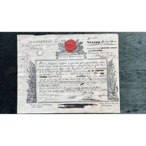 lettre de Congé militaire de 1793  Infanterie légère