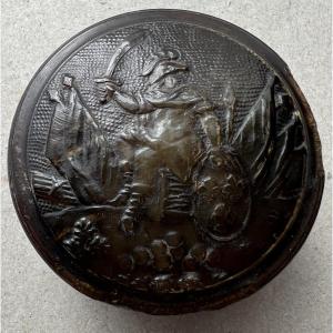 Pressed Horn Snuff Box  Royaliste And Napoleon In Secret Inside