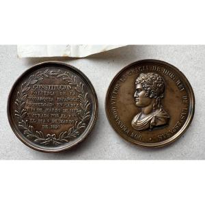 Tabatiere espagnole en cuivre commémorant Ferdinand II , roi d'Espagne