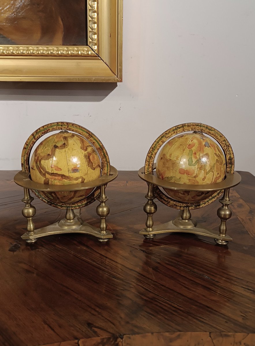 19th Century Pair Of Small World Globes-photo-2