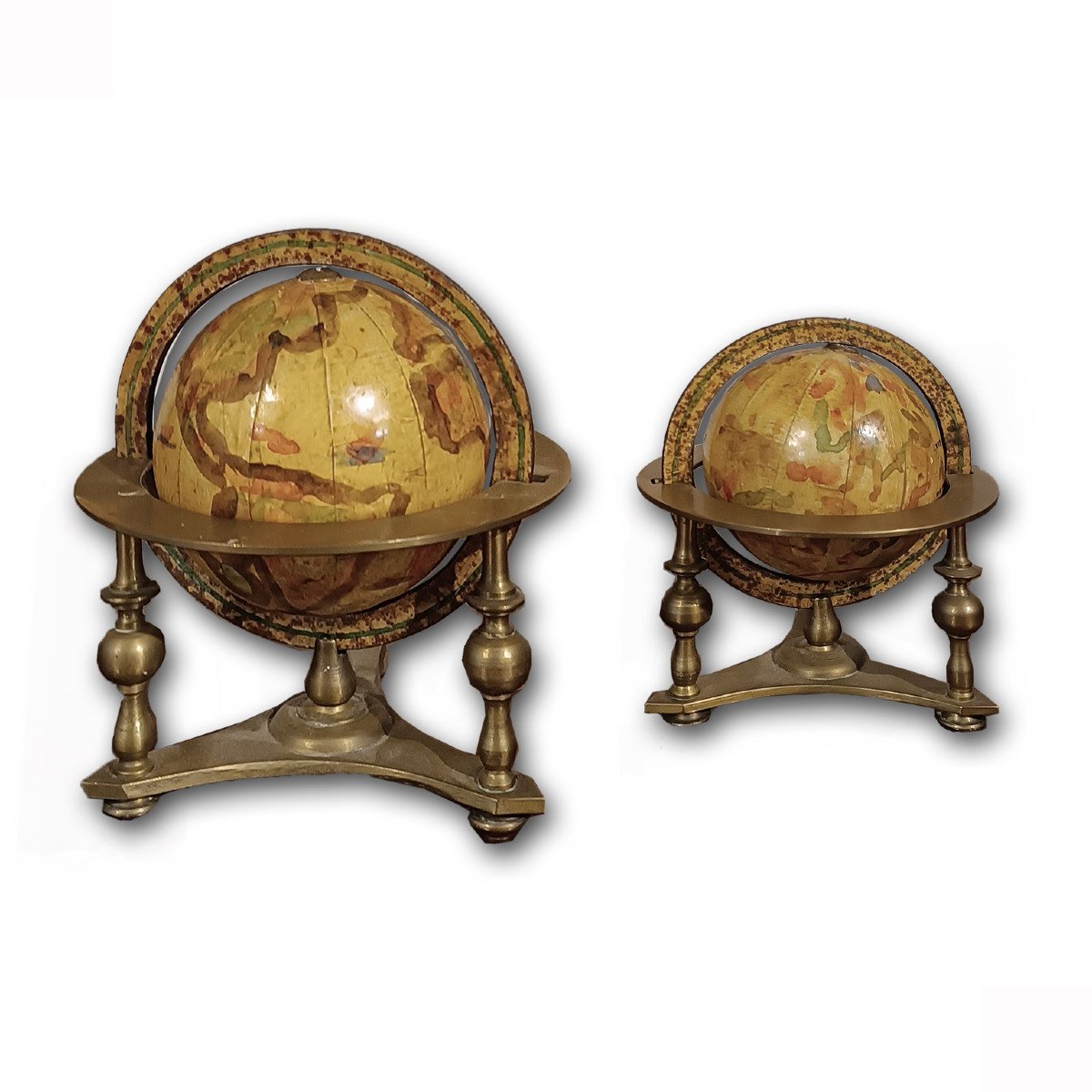 19th Century Pair Of Small World Globes