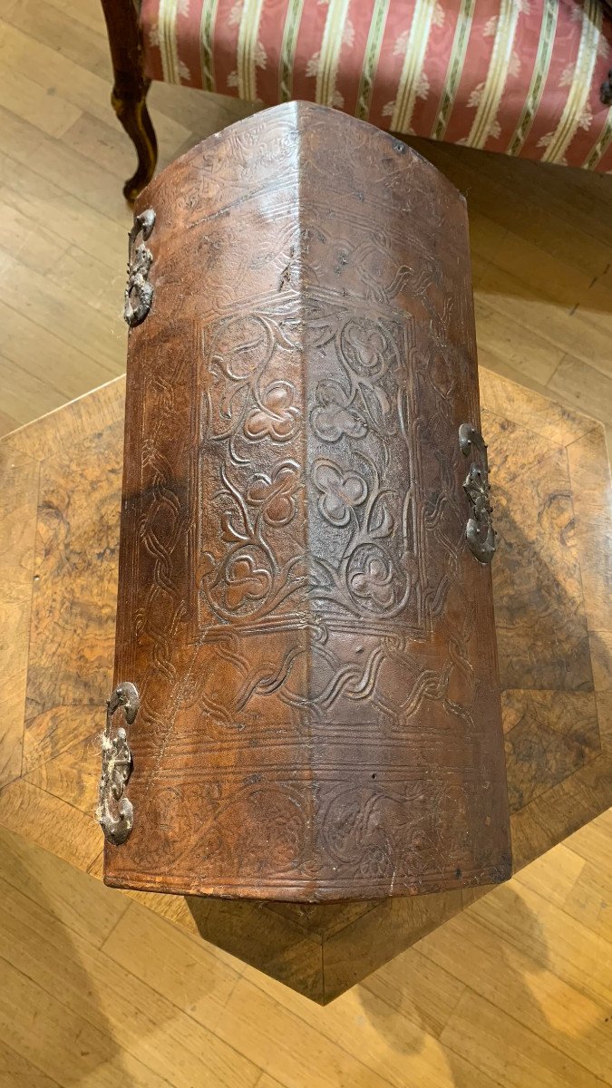 17th Century Leather Candle Holder-photo-2