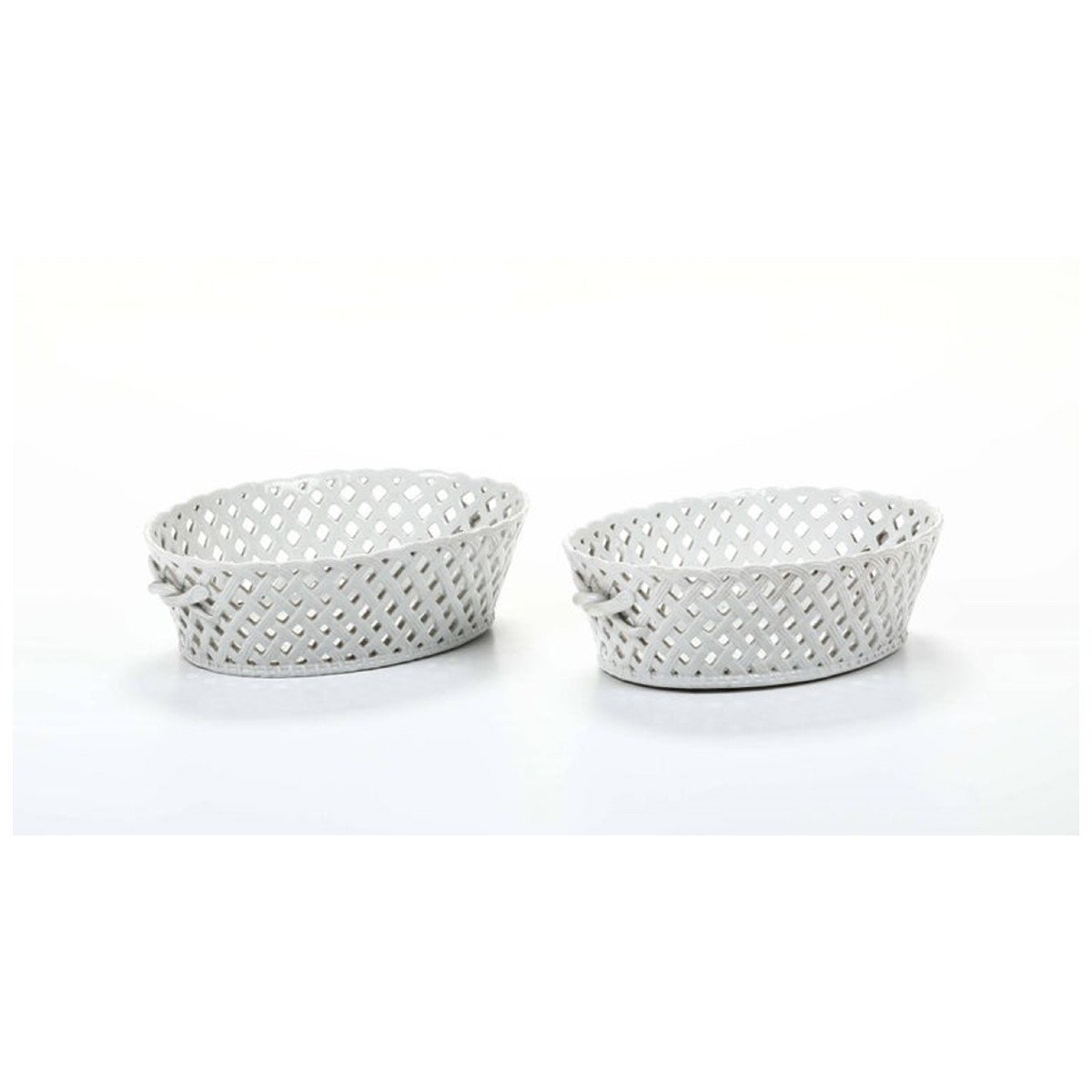 Pair Of 18th Century Ginori Porcelain Baskets-photo-2