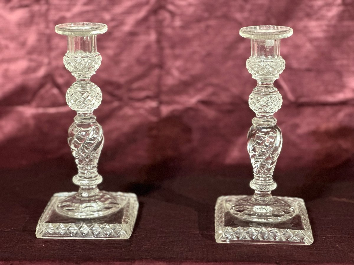 Pair Of 20th Century Crystal Candlesticks-photo-3