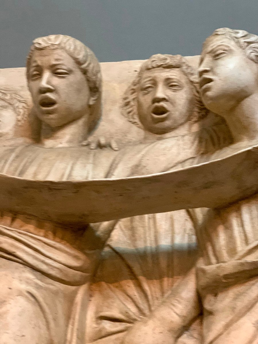 End Of The 19th Century Singing Angels, Plaster Bas-relief By Luca Della Robbia -photo-4
