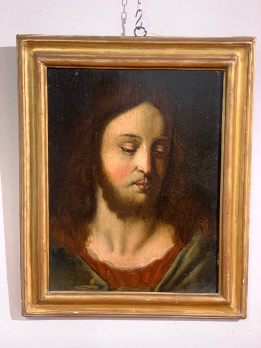 17th Century Portrait Of Christ, Oil On Tablet-photo-5