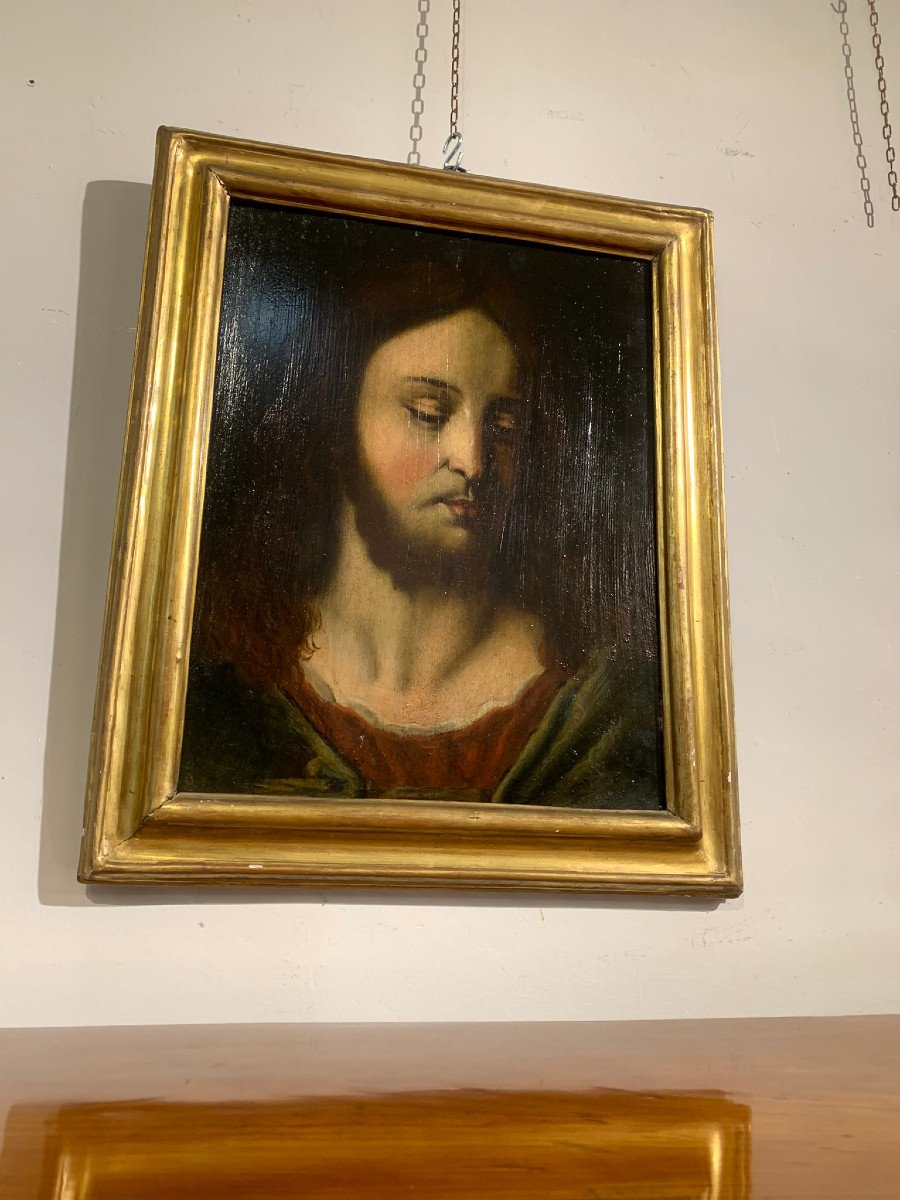 17th Century Portrait Of Christ, Oil On Tablet-photo-6