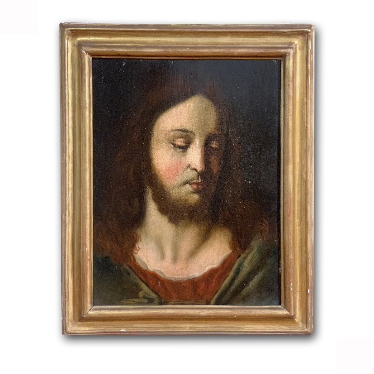 17th Century Portrait Of Christ, Oil On Tablet