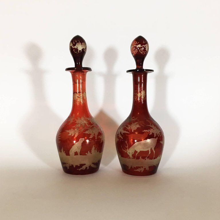 Early 19th Century Pair Of Austrian Crystal Bottles -photo-3